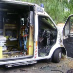 In fiamme ambulanza, sequestro mezzo, indagini