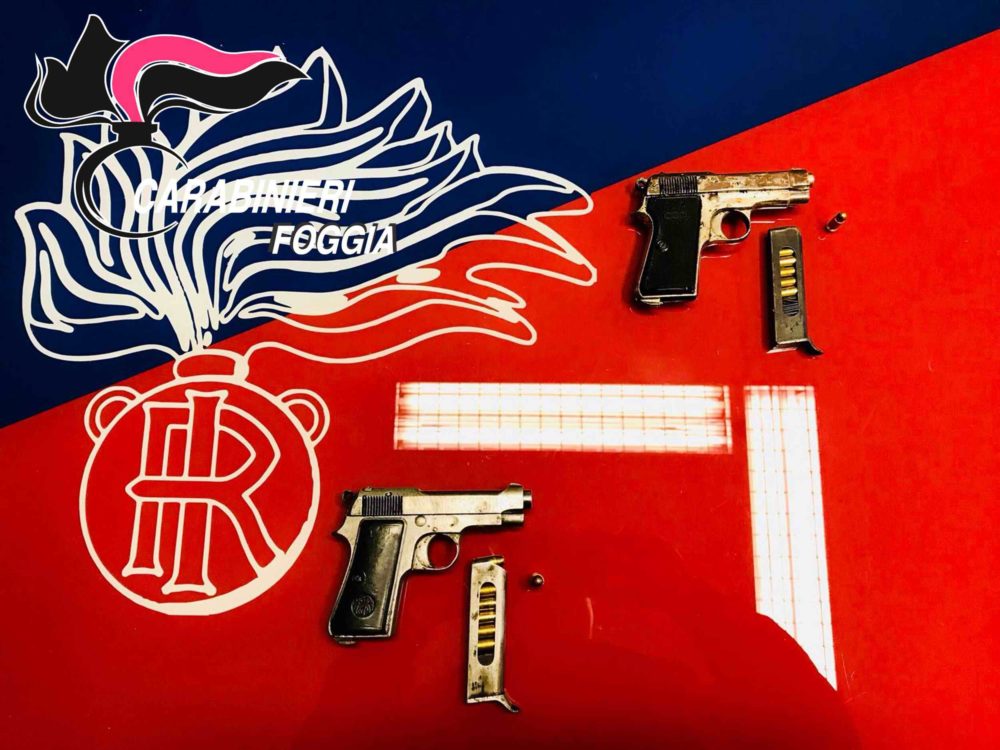 Vieste, “Pistole pronte per l’uso”: sequestro dei Carabinieri