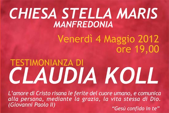Claudia koll, la sua testimonianza, Chiesa Stella Claudia koll, la sua testimonianza, Chiesa Stella