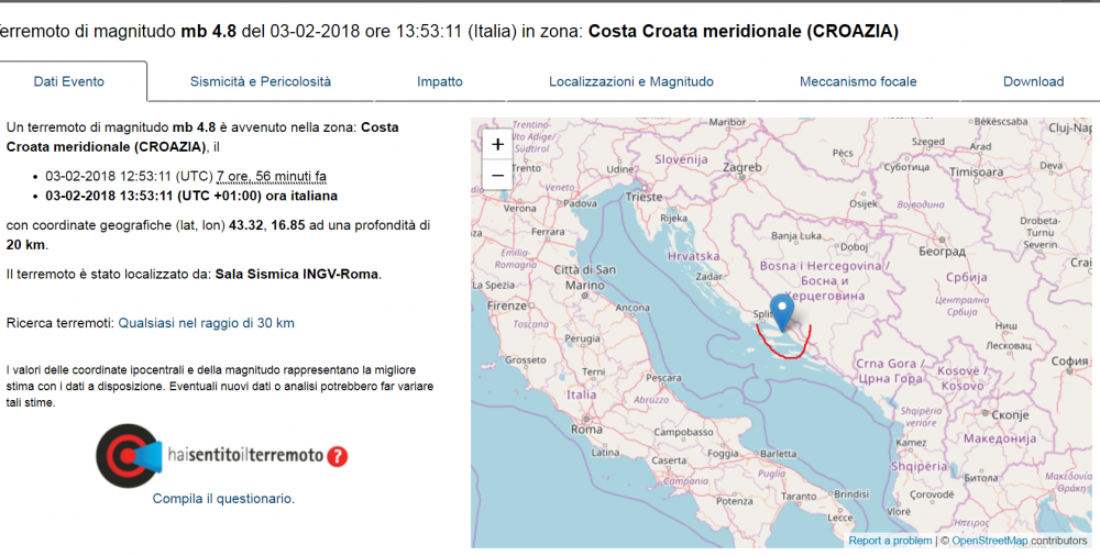 Forte scossa di terremoto in Croazia, avvertita nel Gargano