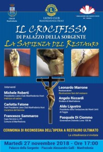 Manfredonia. Torna a Palazzo della Sorgente il crocifisso del XVIII sec