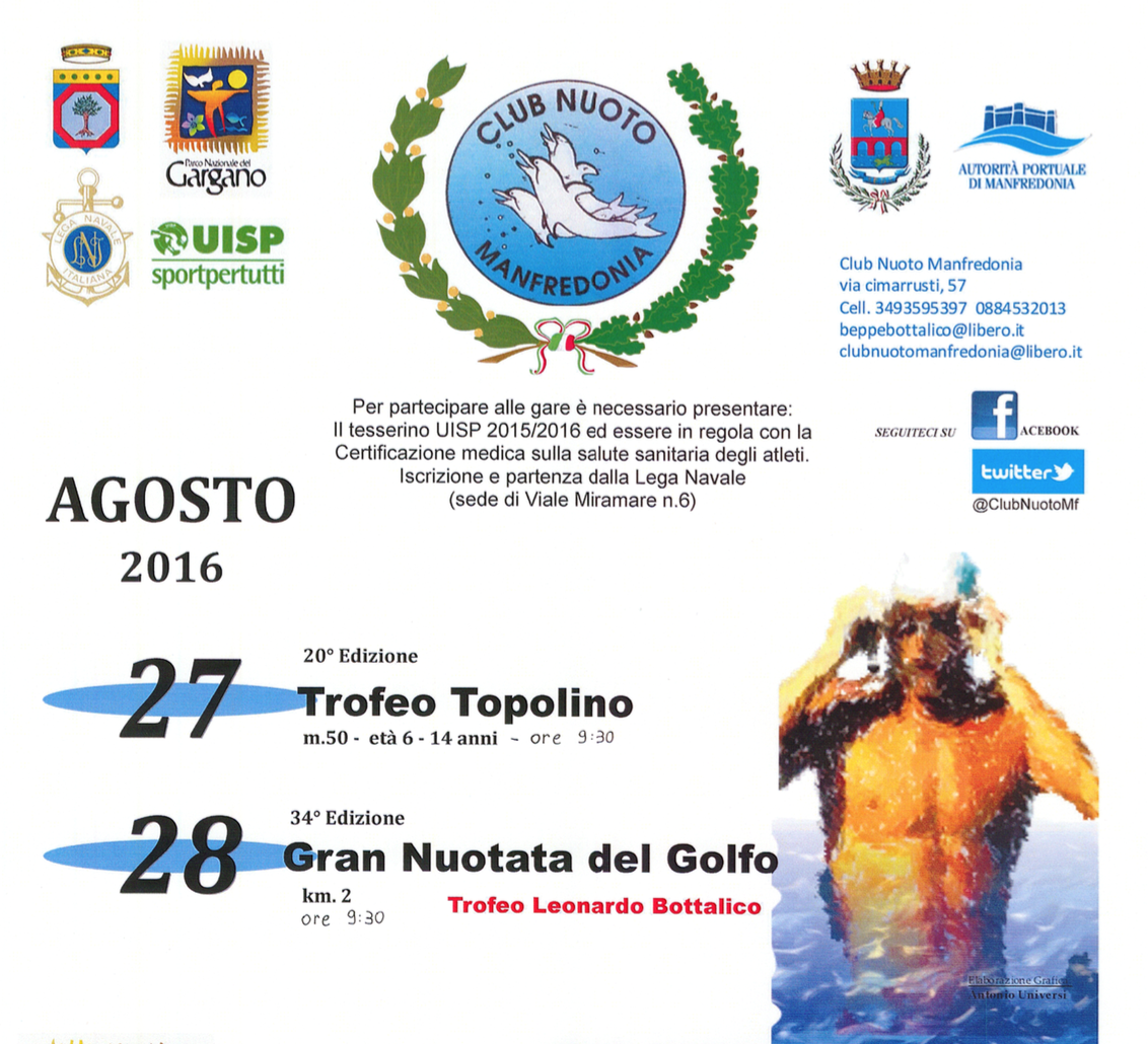 27 e 28 agosto, le gare di nuoto a Manfredonia
