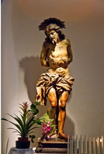 Cattedrale Manfredonia, ritorno statua XVIII sec. Cristo flagellato