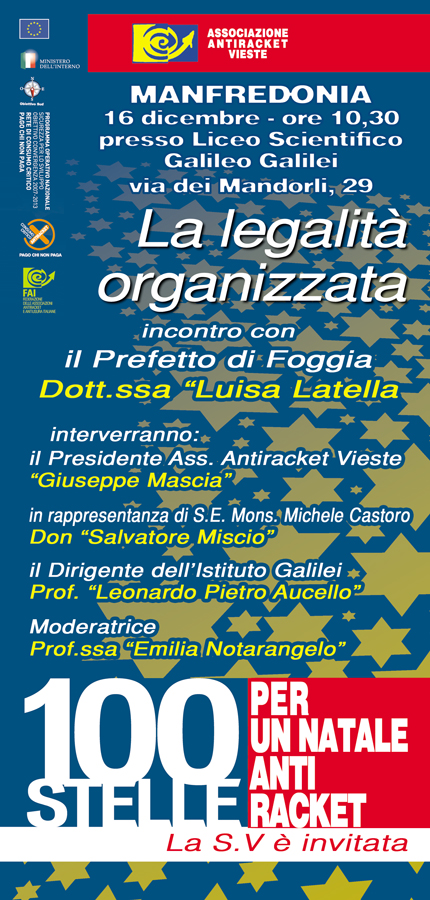 Manfredonia, incontro con Associazione Antiracket al liceo Scientifico