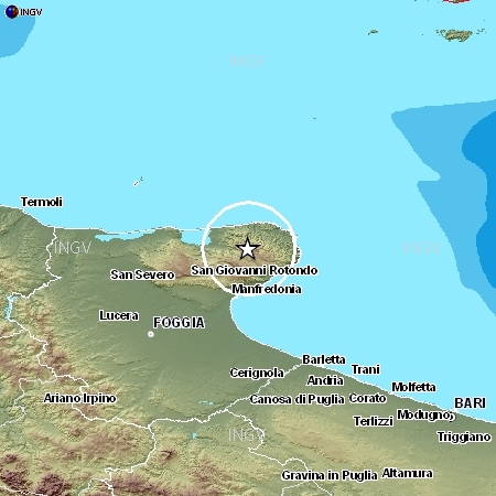 SCOSSA DI TERREMOTO SUL GARGANO SCOSSA DI TERREMOTO SUL GARGANO